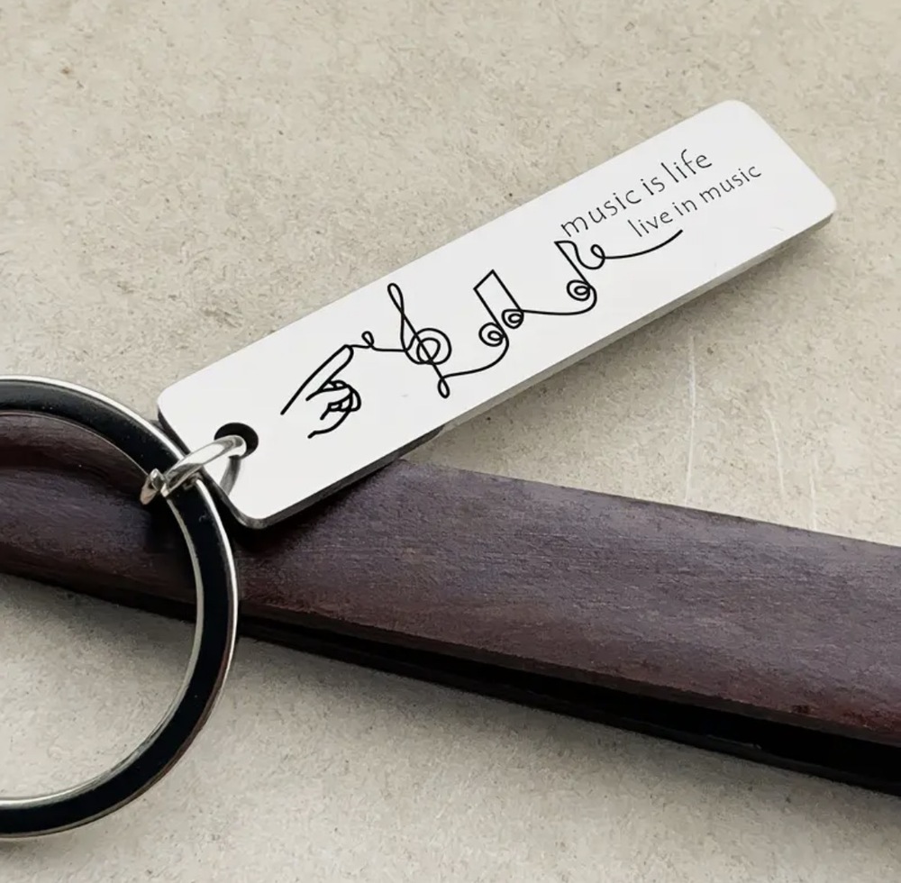 3/$25 Music Is Life Live In Music Stainless Steel Keychain NEW